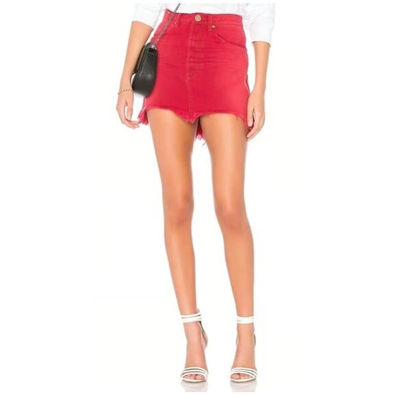 Revolve One Teaspoon Vanguard High Waist Denim Skirt in Red Envy 28 Jean Skirt - Picture 2 of 11
